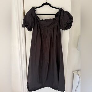 Mango Black Long Sleeve Dress with Puff Shoulders